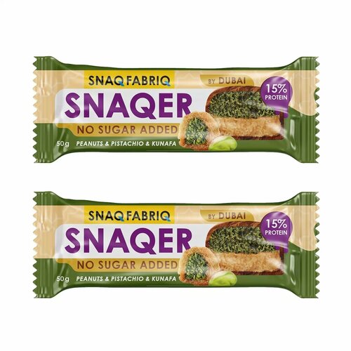 Батончик SNAQ FABRIQ SNAQER BY DUBAI Арахис с фисташкой 2 штуки по 50 гр.