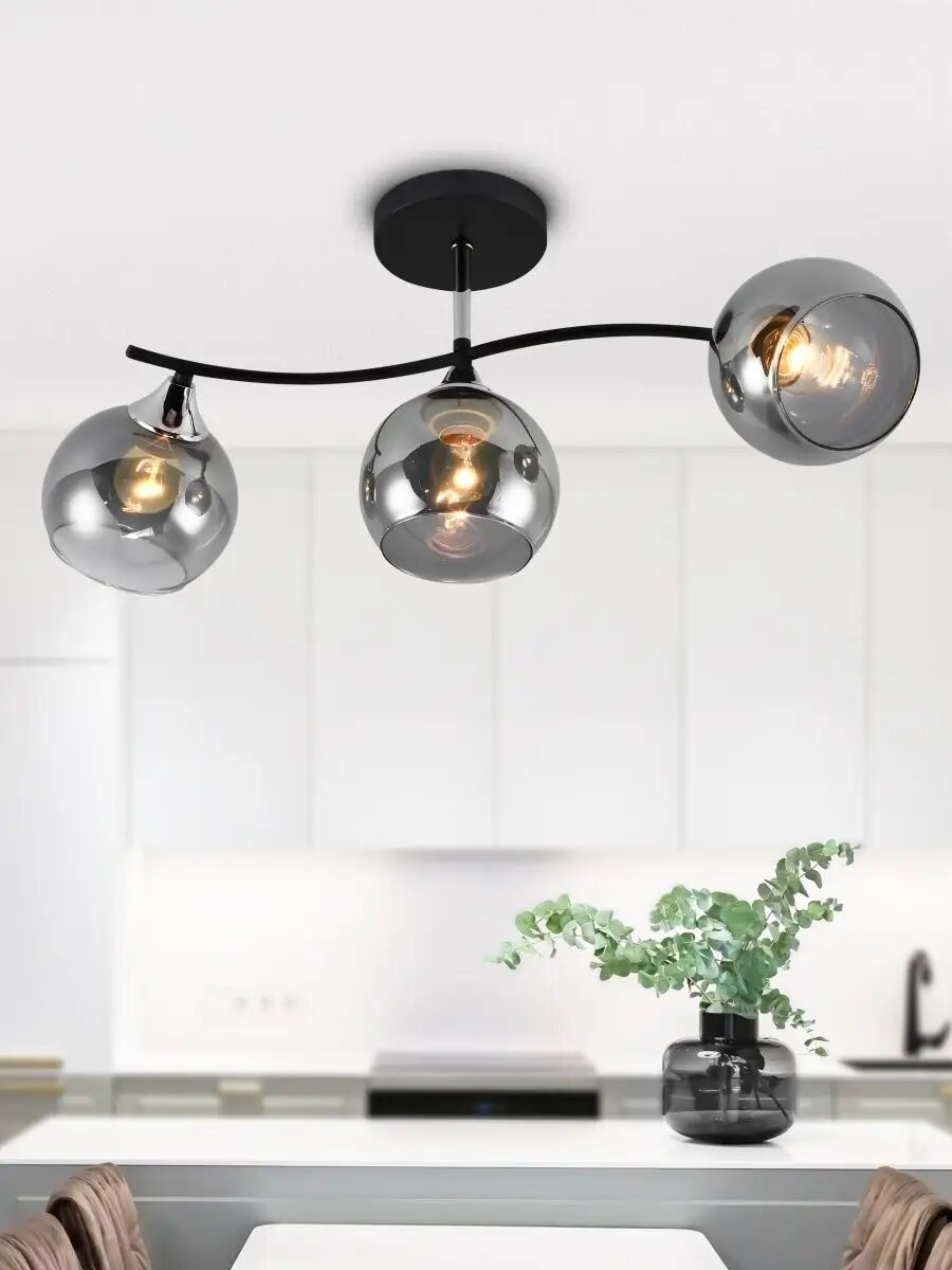 Люстра Rivoli Judy 3159-303 3 х Е27 60 Вт модерн черный хром