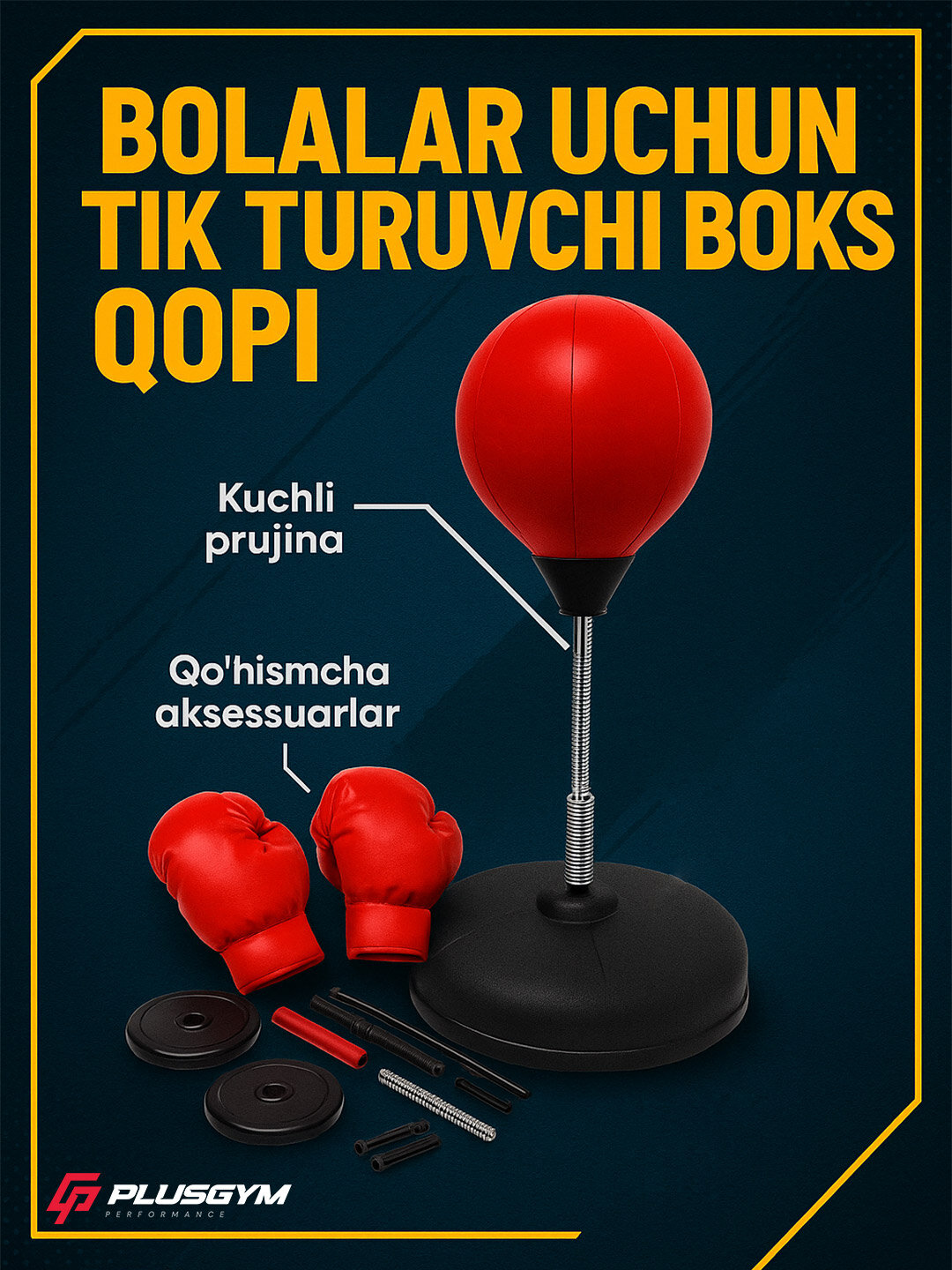 Боксерский набор "Boxing Champions", груша, перчатки, стойка, красный, чёрный 28766-67