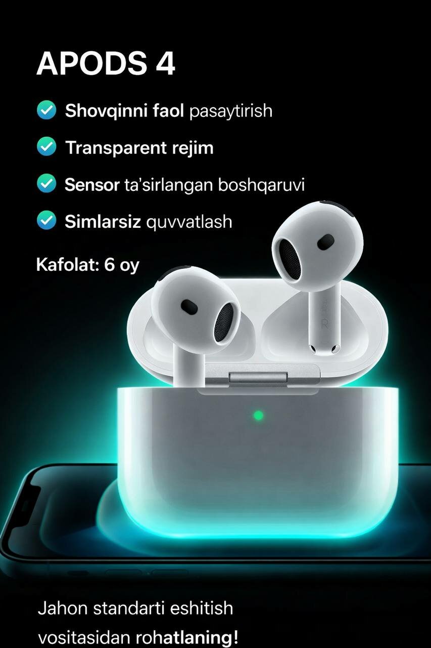 Беспроводные наушники Air Pods 4 (чип Hi-Fi), наушники премиум-класса для iPhone и Android, Airpod, Airpods