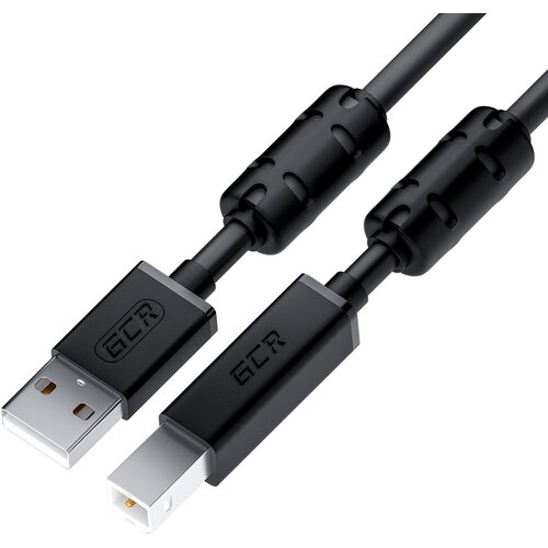 кабель интерфейсный usb 2 0 gcr gcr upc3m2 bb2s 1 0m 13039 am bm угловой черный 28 28 awg premium экран армированный морозостойкий GCR Кабель PROF 1.5m USB 2.0, AM/BM, черный, ферритовые кольца, 28/24 AWG, экран, армированный, морозостойкий, GCR-52078 Кабель Greenconnect 1.5 м (GCR-52078)