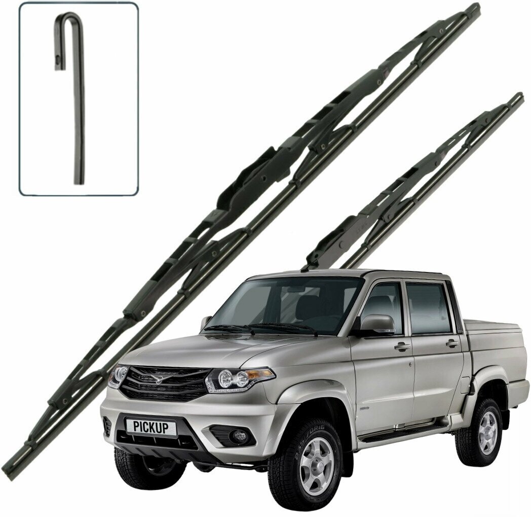 Дворники UAZ Patriot Pick-Up / УАЗ Патриот Пикап 23632 рест. 2014 / 2015 / 2016 Щетки стеклоочистителя каркасные для автомобиля 530мм-530мм к-т 2 шт.