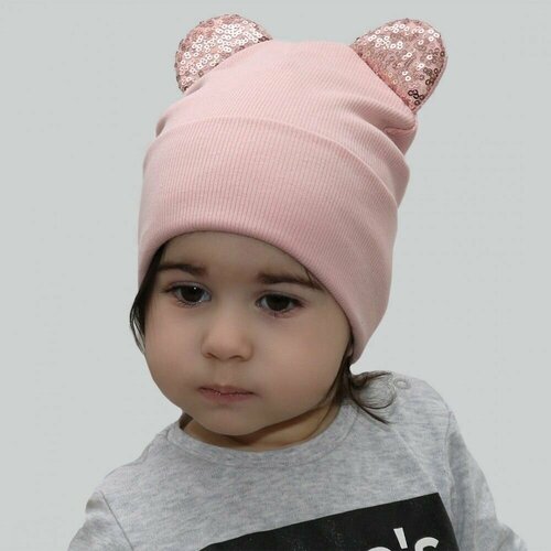 Шапка бини MarSel для девочек демисезонная, хлопок, размер 46-50, бежевый