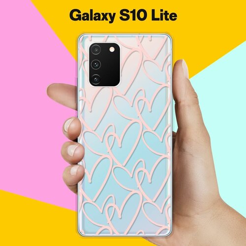 Силиконовый чехол Сердца на Samsung Galaxy S10 Lite чехол книжка бушующее море на samsung galaxy s10 lite самсунг с10 лайт с эффектом блика золотой