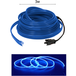 Неоновая подсветка салона 3 м Синий цвет /Светодиодная лента/Гибкий неон в машину/LED/тюнинг автомобиля - изображение