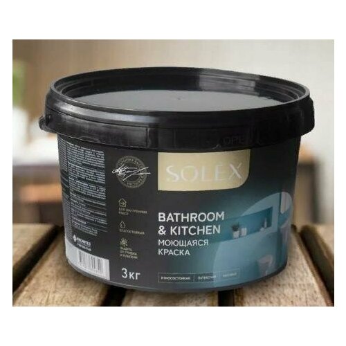 Краска акриловая моющаяся для ванны и кухни Solex BATHROOM & KITCHEN 3 кг