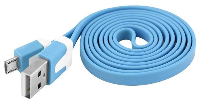 USB кабель Pro Legend плоский micro USB 1м голубой