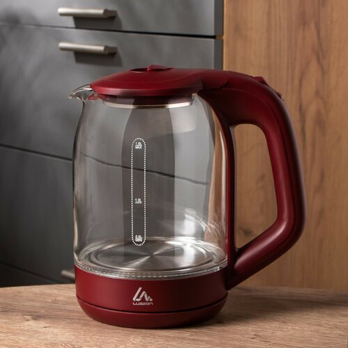 Чайник электрический Luazon LSK-1809 стекло 18 л 1500 Вт подсветка красный 362000₽
