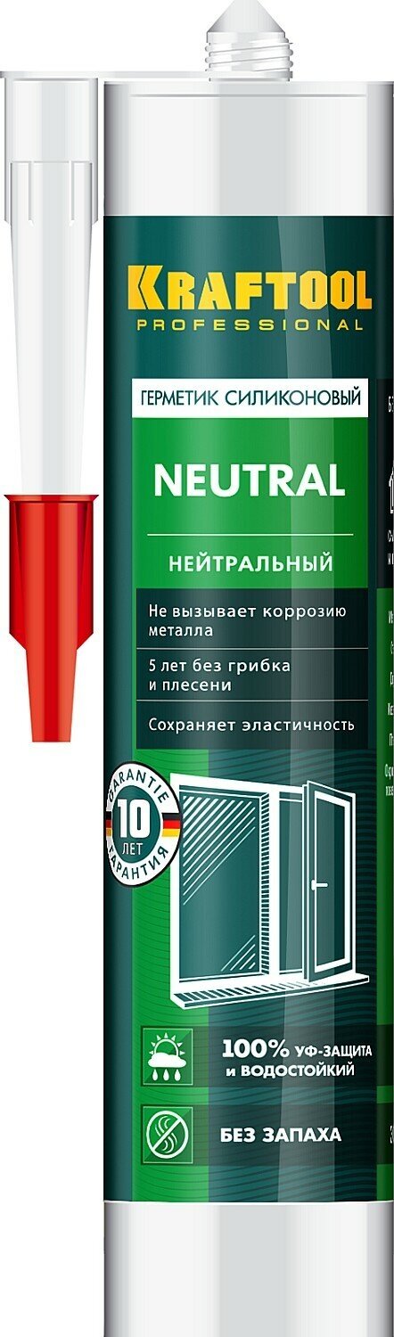 Нейтральный силиконовый герметик KRAFTOOL Neutral 300 мл белый