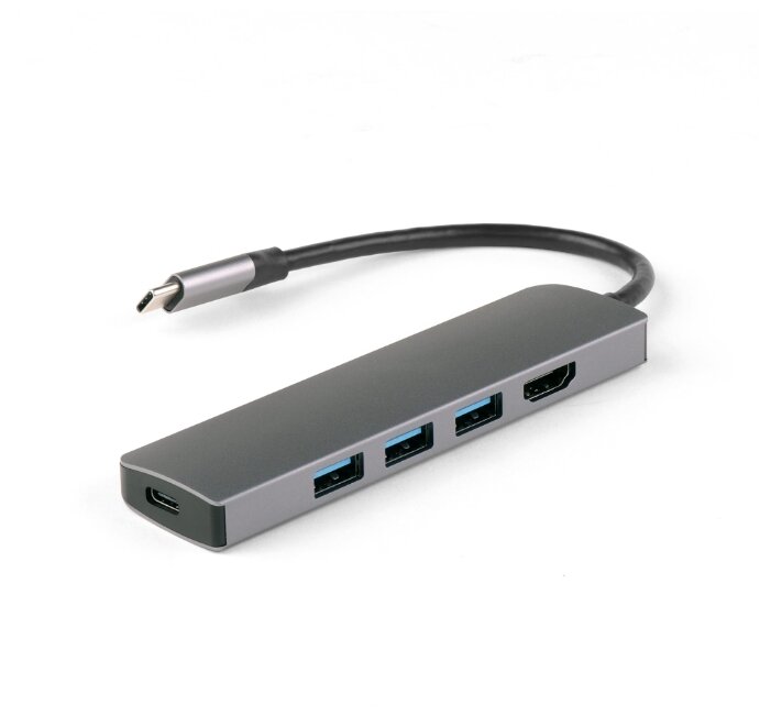 USB-концентратор IQFuture IQ-C5 Type-C USB Hub 5 в 1, USB-C PD, 3 порта USB 3.0, HDMI, кабель Type-C 12 см