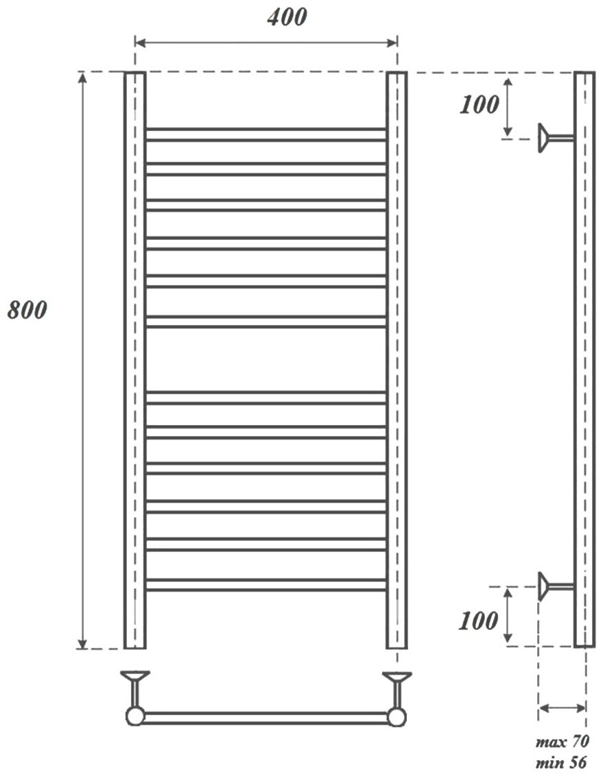 Полотенцесушитель водяной Point PN10148S П12 400x800 хром - фотография № 3