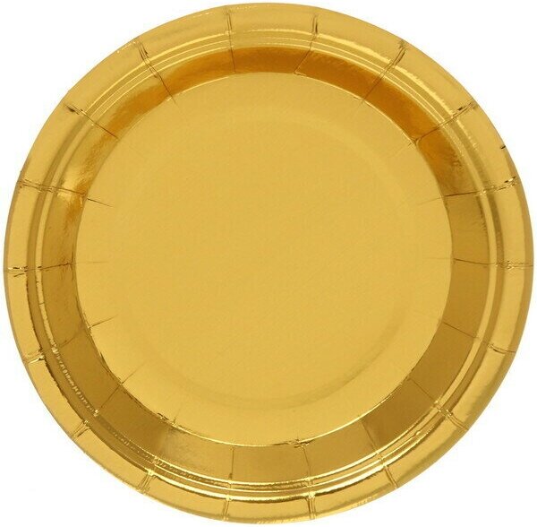 Тарелка бумажная 18 см в наборе 10 шт «Диско» золото - фотография № 1