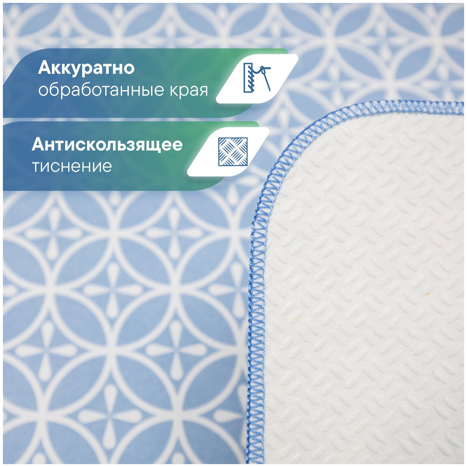 Набор противоскользящих ковриков VILINA для ванной комнаты и туалета 50х85 см, 50х52 см голубой