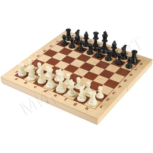 Фигуры шахматные пластиковые (высота короля 10 см.) с доской складной 43 см.
