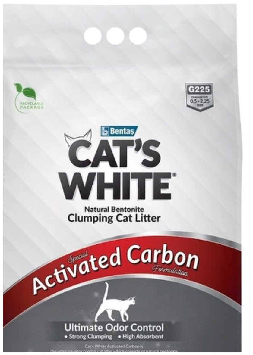 Cat's White Activated Carbon комкующийся наполнитель с активированным углем для кошачьего туалета (10л) Без характеристики