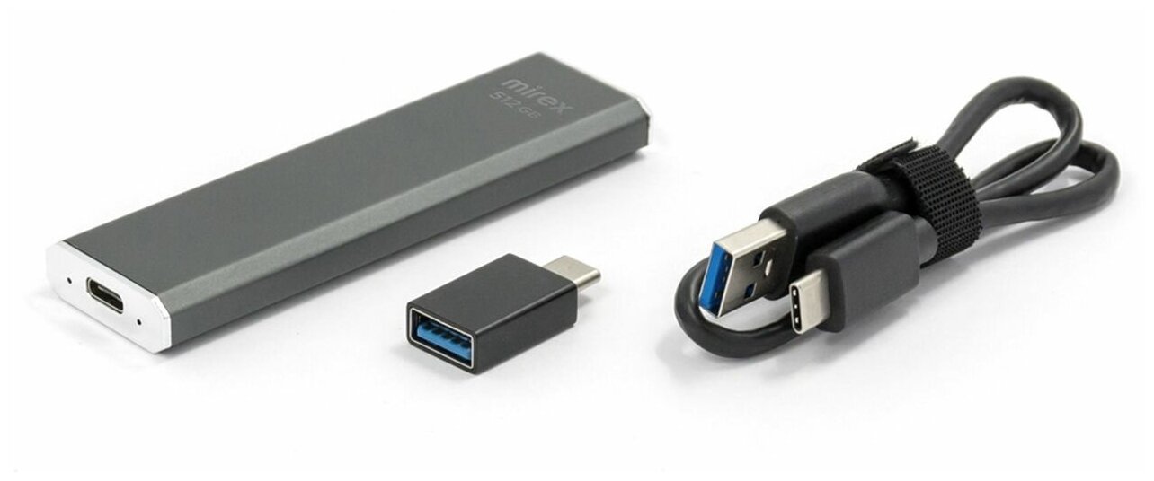 USB 3.2 Type-C Накопитель SSD Mirex 512GB Data Master 1, внешний, серый металл (1/100)