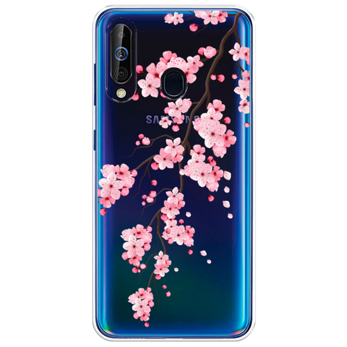 Силиконовый чехол на Samsung Galaxy A60 / Самсунг Галакси А60 Розовая сакура, прозрачный силиконовый чехол на samsung galaxy a60 самсунг галакси а60 каблучки прозрачный