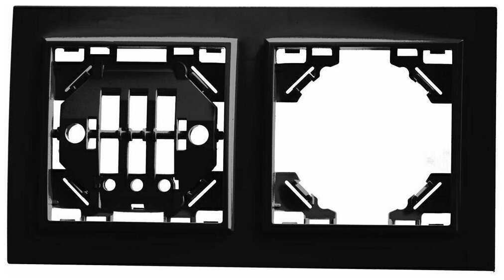 Рамка двухместная горизонтальная, серия Эрна, PFR00-9002-03, черный - фотография № 2