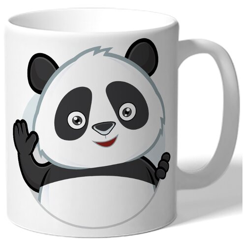 фото Кружка белая панда веселая, машет лапой drabs