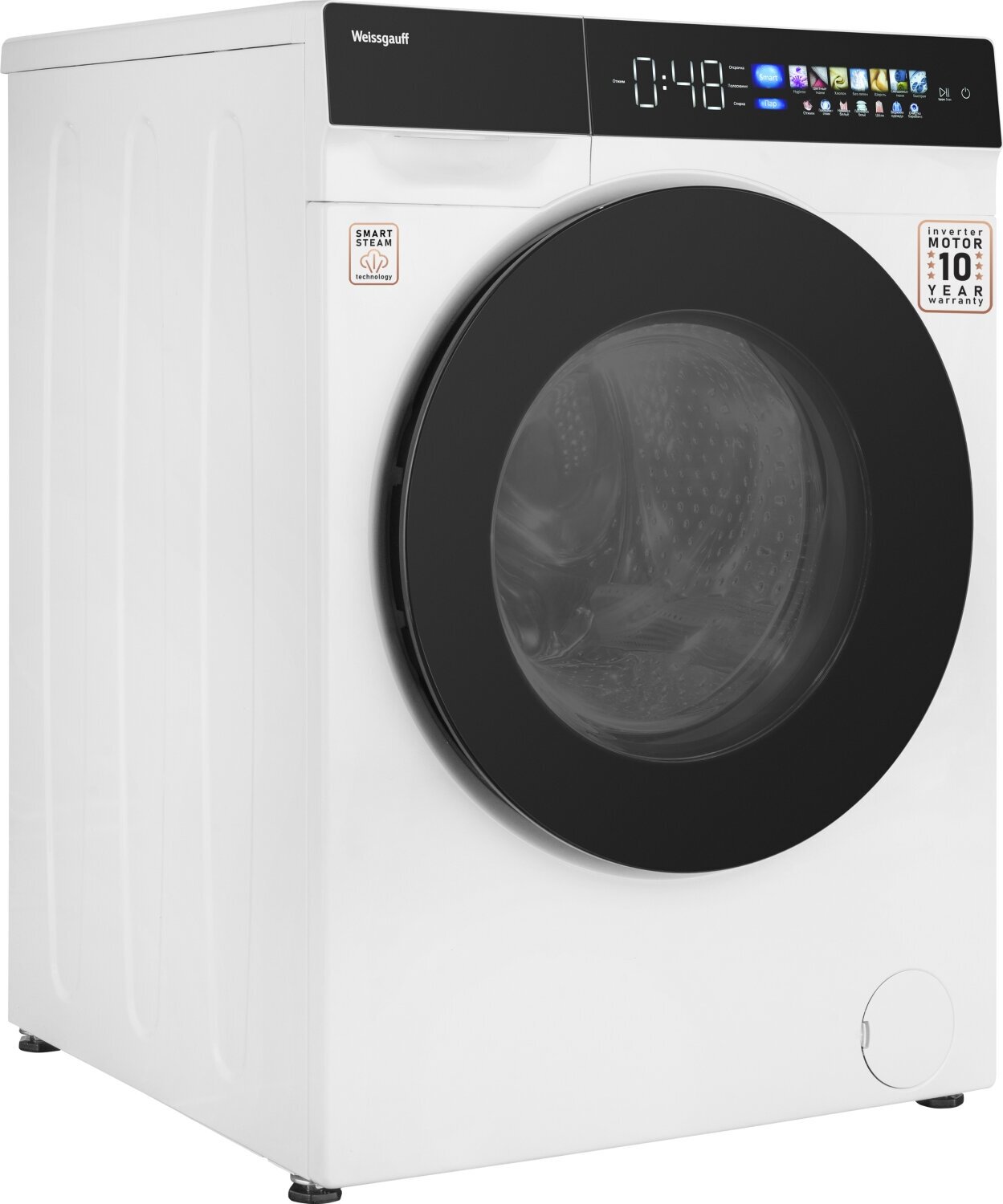 Стиральная машина полноразмерная Weissgauff Premium WM 999 Full Touch DC Inverter Steam, с фронтальной загрузкой, 10кг, 1200об/мин (430928) - фото №13