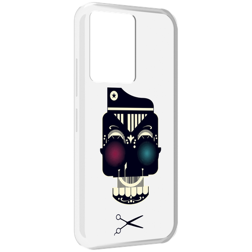 Чехол MyPads черно белый скелет с яркими глазами для Infinix Note 12 5G X671 / Note 12 Pro 5G задняя-панель-накладка-бампер