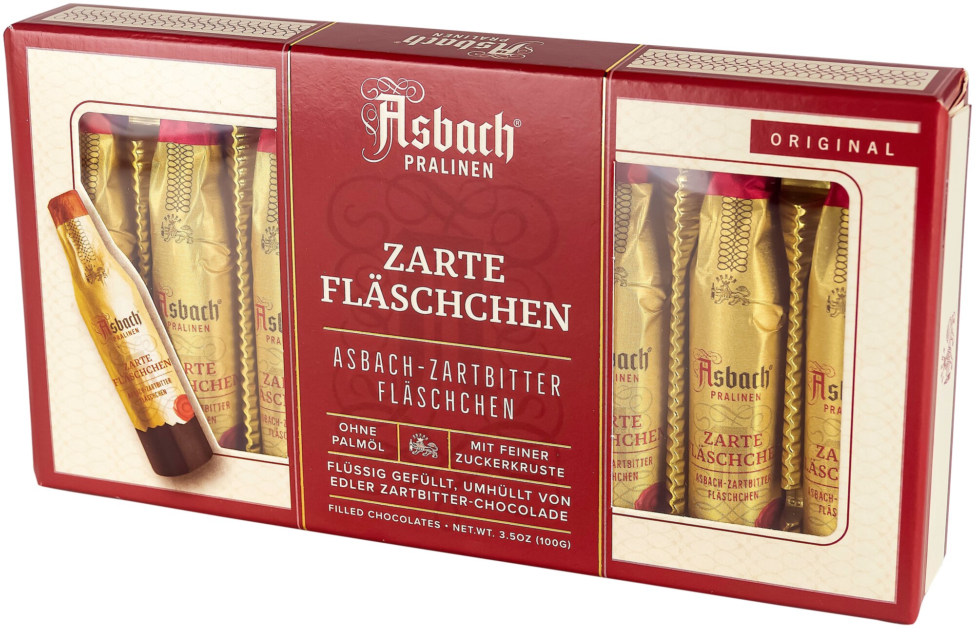 Подарочный набор Asbach Zarte Flaschchen Шоколадные конфеты из горького шоколада c бренди, 100 г - фотография № 1
