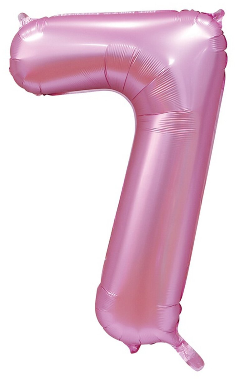 Воздушный шар фольгированный Riota Цифра 7, нежно-розовая, 101 см