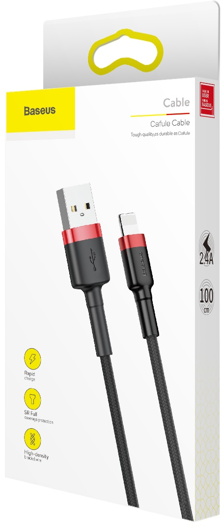 Data кабель USB Baseus, Cafule Cable CALKLF-B19 для iP5, 1м красно-черный