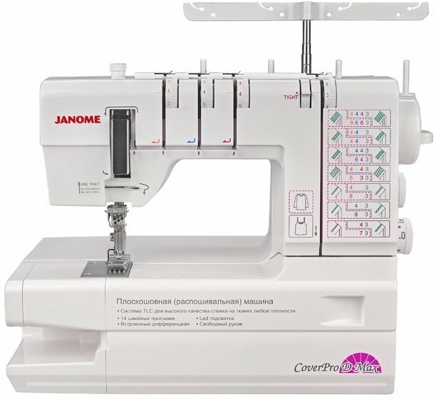 Швейная машина Janome Cover Pro D Max Распошивальная 3-игольная / Плоскошовная машинка Janome 14 программ / Профессиональное швейное оборудование