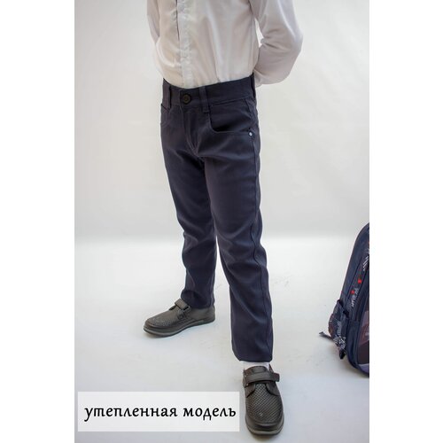 Брюки утепленные для мальчика Merkiato размер 182/Теплые школьные джинсы для мальчика