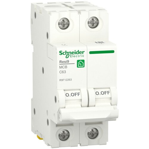 Schneider Electric RESI9 Автоматический выключатель (АВ) С 63А 2P 6000A R9F12263 (7 шт.) автоматический выключатель schneider electric resi9 ав с 63а 2p 6000а r9f12263