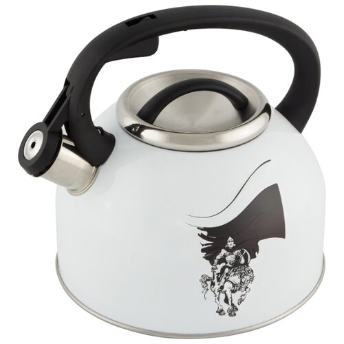 фото Чайник из нерж. стали "русский богатырь" со свистком 2,5 л, окрашенный/с рисунком с изменением цвета mallony