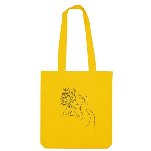 Сумка шоппер Us Basic, желтый сумка девушка и пионы минимализм серый