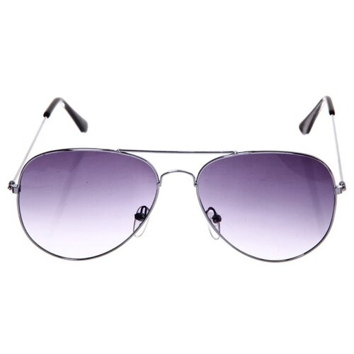 фото Очки солнцезащитные «авиаторы», цвет оправы серебро, черная дымка линзы rcv