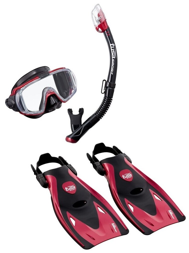 Комплект маска трубка ласты TUSA Sport Black Series UP-3521 р. L (40-46) бордовый