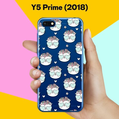 Силиконовый чехол Узор из котов на Huawei Y5 Prime (2018) силиконовый чехол узор из ёжиков на huawei y5 prime 2018