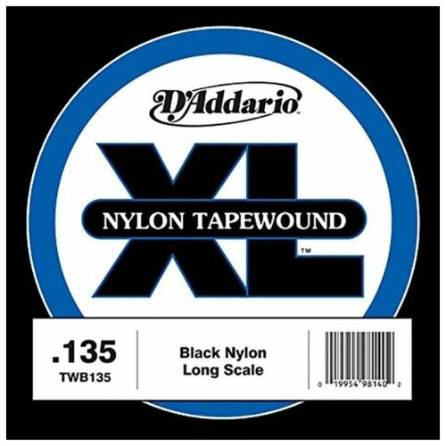 TWB135 Tapewound Отдельная струна для бас-гитары, нейлоновая оплетка, 135, D'Addario