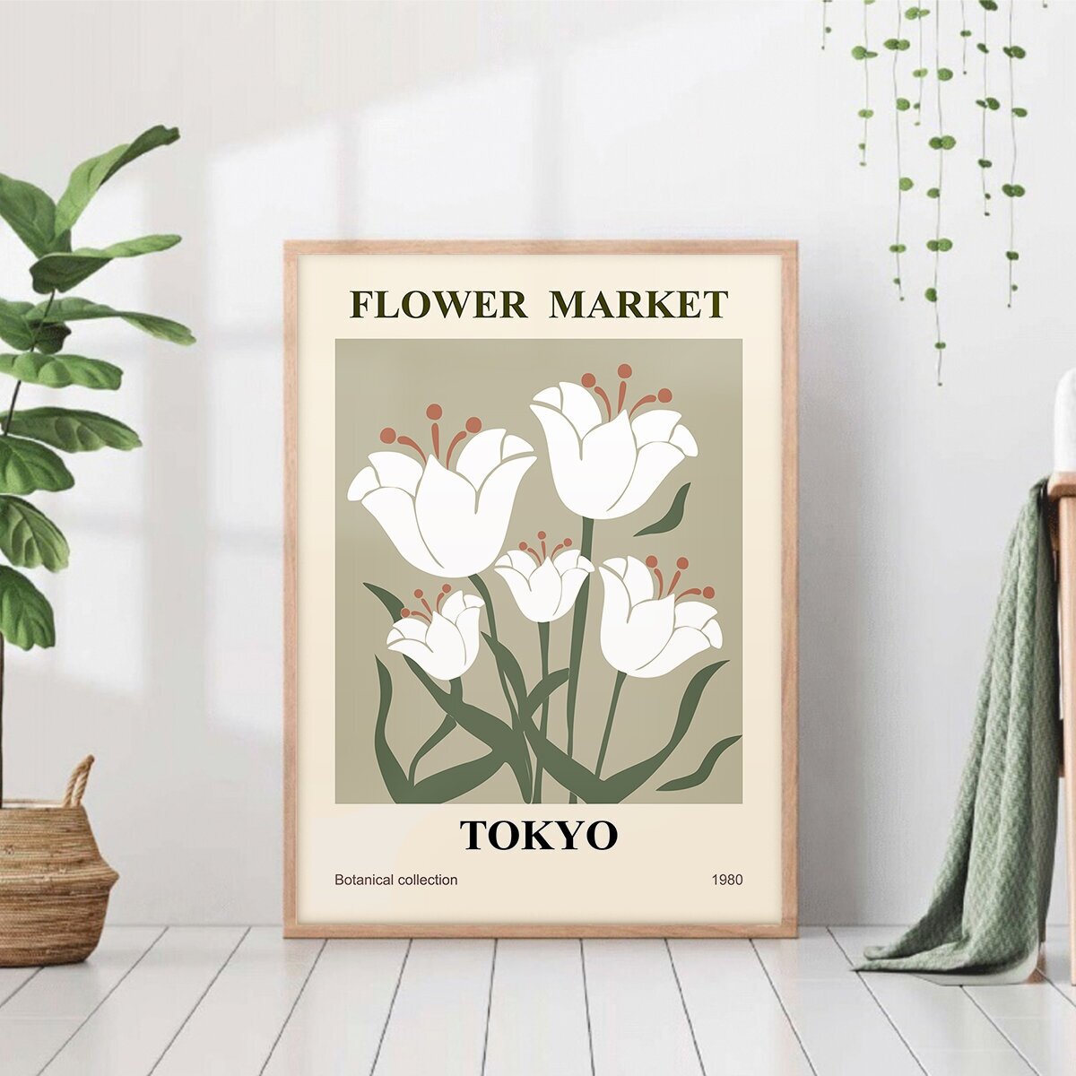 Постер без рамки "Токио цветочный маркет" 30 на 40 в тубусе / Картина для интерьера / Плакат / Постер на стену / Интерьерные картины