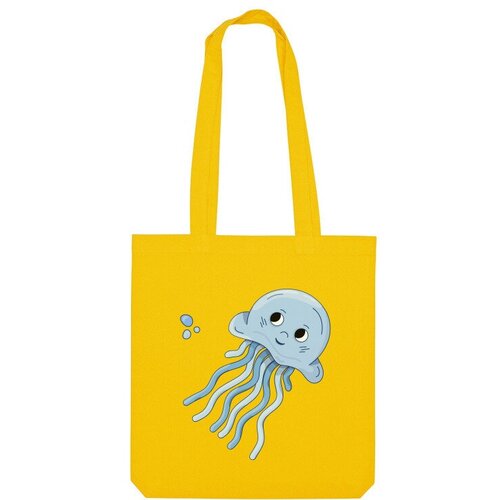 Сумка шоппер Us Basic, голубой, желтый сумка медуза голубая ярко синий
