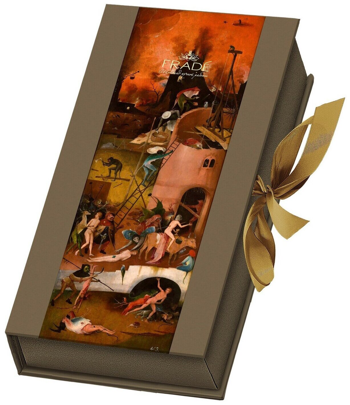 Коробка шоколадных конфет ручной работы Фраде/Frade - ФрадеАрт - Босх - Воз сена - Фолиант на 18 конфет (правая створка) - фотография № 1