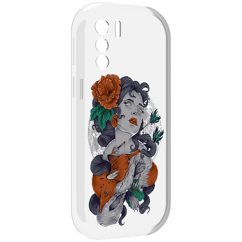 Чехол MyPads темная девушка с лисой для UleFone Note 13P задняя-панель-накладка-бампер