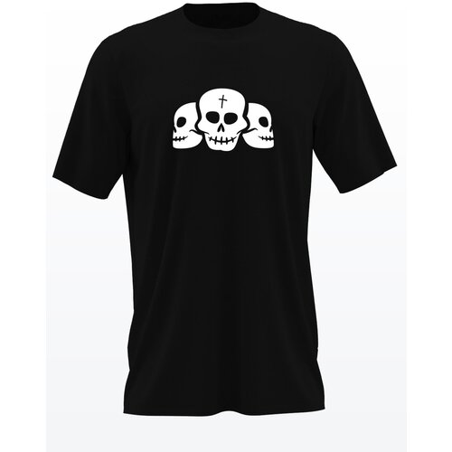 фото Футболка vilmoda три черепа черная с белым принтом xs вилвинил