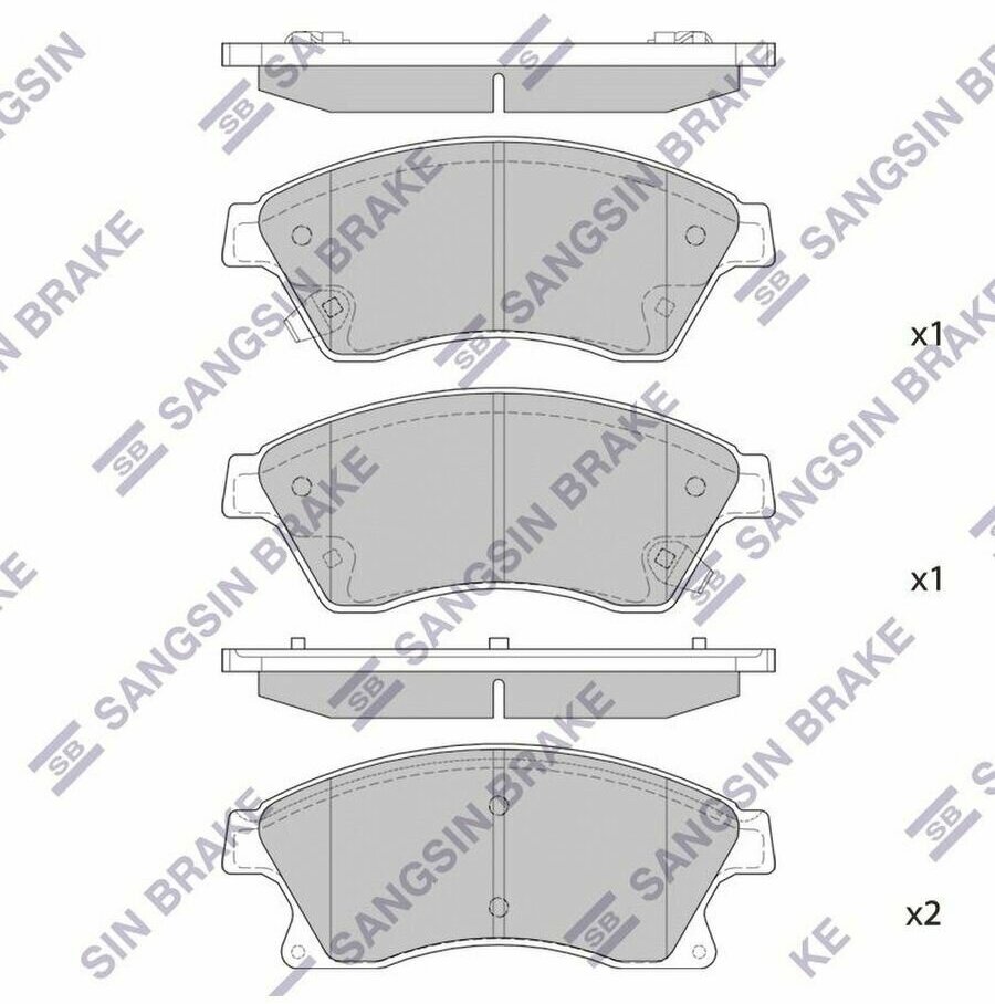 Тормозные колодки передние CHEVROLET Cruze 09- (R16) SP1362 SANGSIN BRAKE