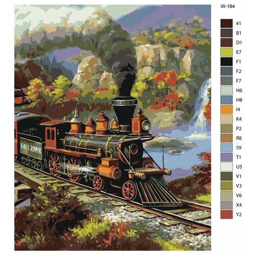 Картина по номерам W-184 Паровоз на угле 70x90 картина по номерам w 186 паровоз на угле 50х70