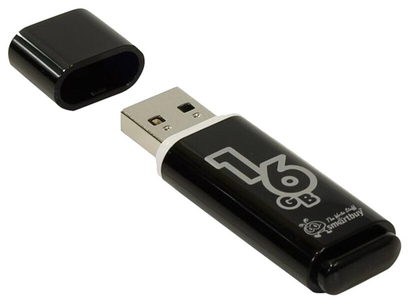 Память Smart Buy "Glossy" 16GB, USB 2.0 Flash Drive, черный - 3 шт.