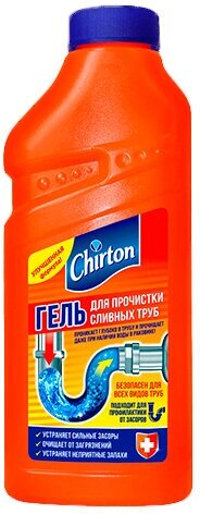 Чистящее средство CHIRTON 500мл Гель (жидкость) для прочистки сливов и канализационных