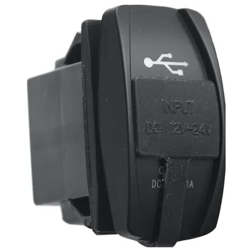 Розетка USB 3,1A РИФ дизайн Переключатель, с крышкой (RIF22-4-1008300) (Темный)