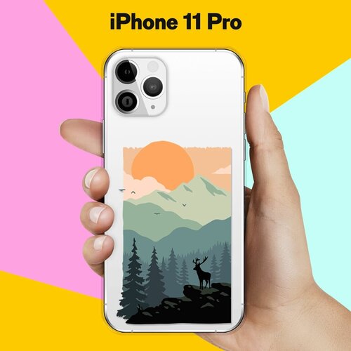 Силиконовый чехол Горы и лес на Apple iPhone 11 Pro силиконовый чехол на apple iphone 11 pro max эпл айфон 11 про макс с рисунком заснеженный лес и горы