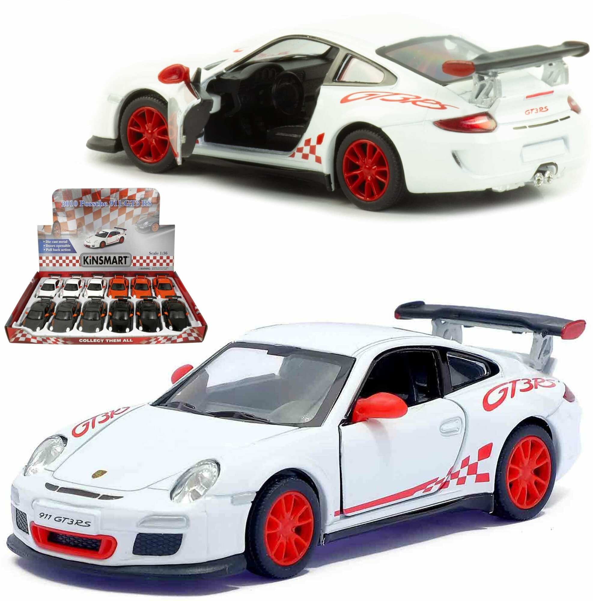 Металлическая машинка игрушка 1:36 2010 Porsche 911 GT3 RS (Порше) 12.5 см, инерционная / Белый