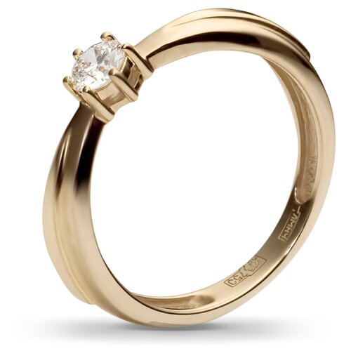 фото Эстет кольцо с 1 бриллиантом из комбинированного золота 750 пробы 01к684416, размер 18